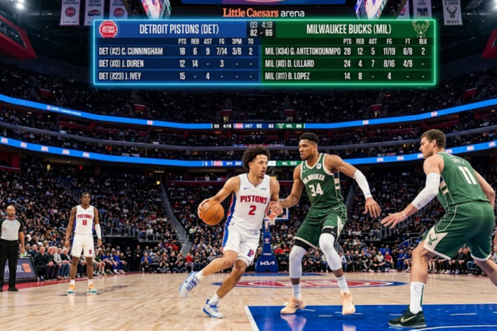 detroit pistons vs milwaukee bucks match player stats