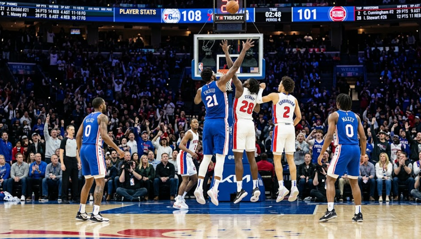 76ers vs detroit pistons match player stats